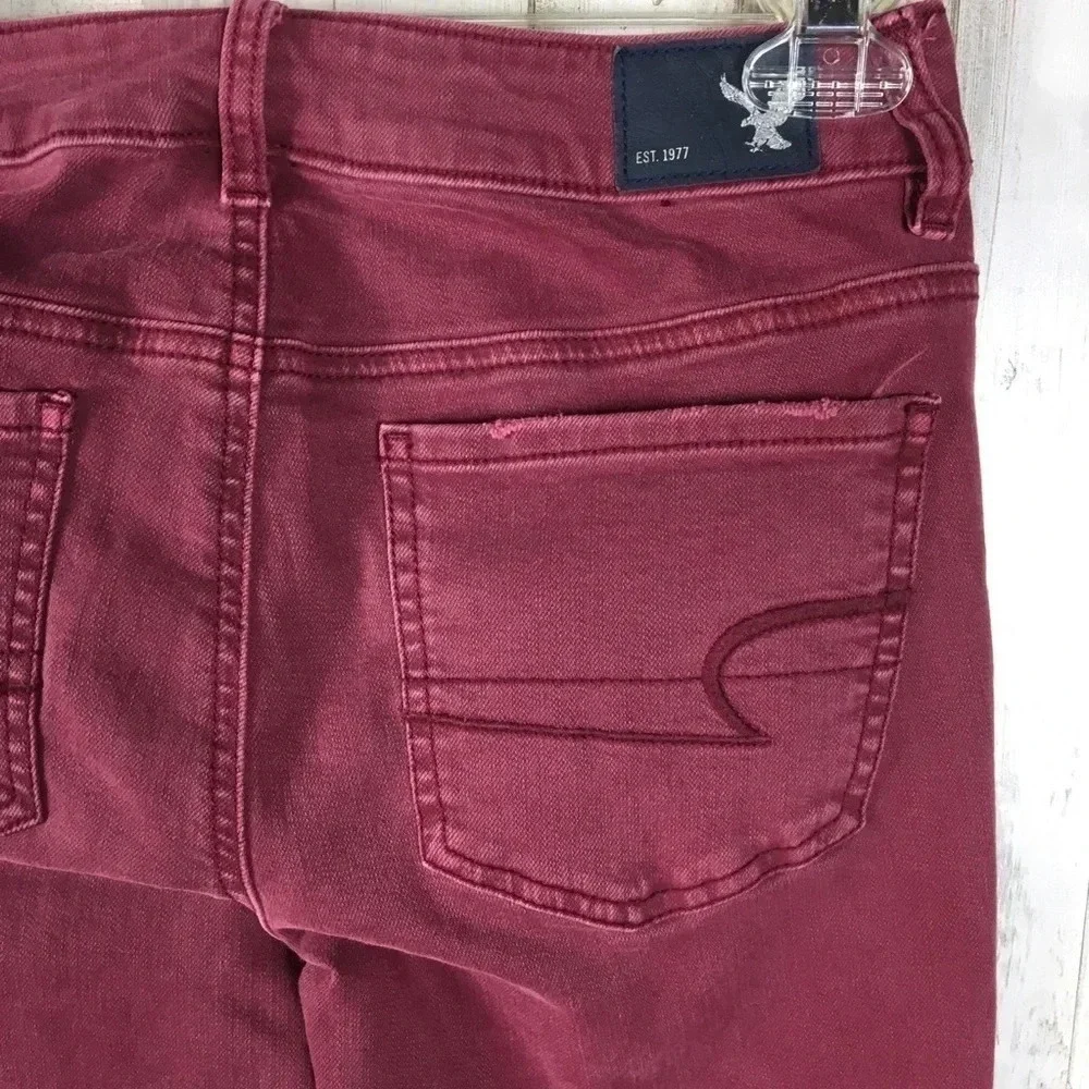 American Eagle AE Jegging Crop Jeans Denim Red 2